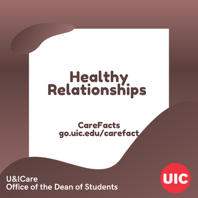 TEXT: Love is Respect: How to Navigate Healthy and Unhealthy Relationships with UIC circle logo
